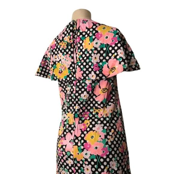 1960s Vintage Handmade Polka Dot Floral Maxi Dress - Picture 6 of 13